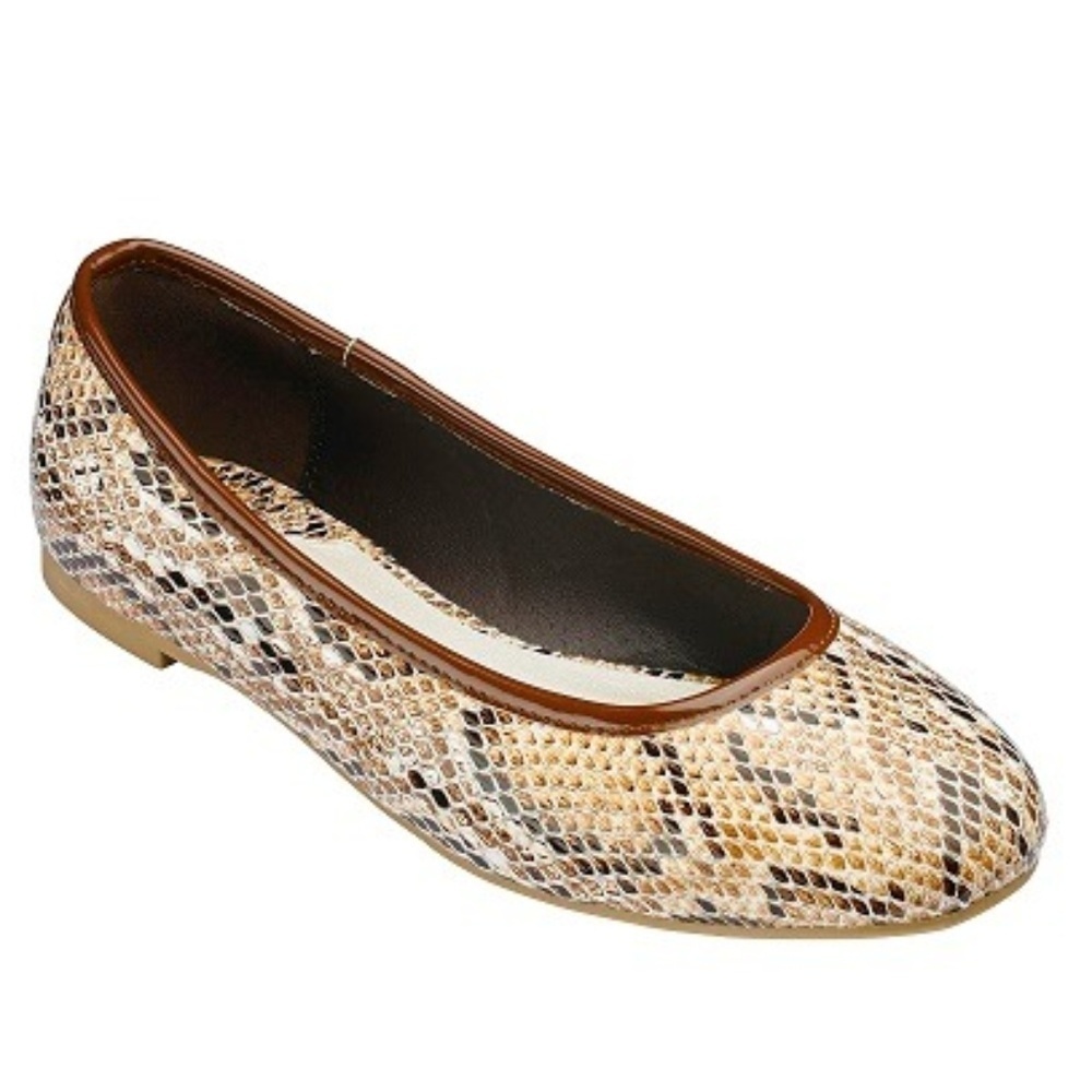 HEAVENLY SOLES BALLET FLATS - BROWN/BEIGE SIZES 7D & 8D WIDE (NEW WITH TAGS)